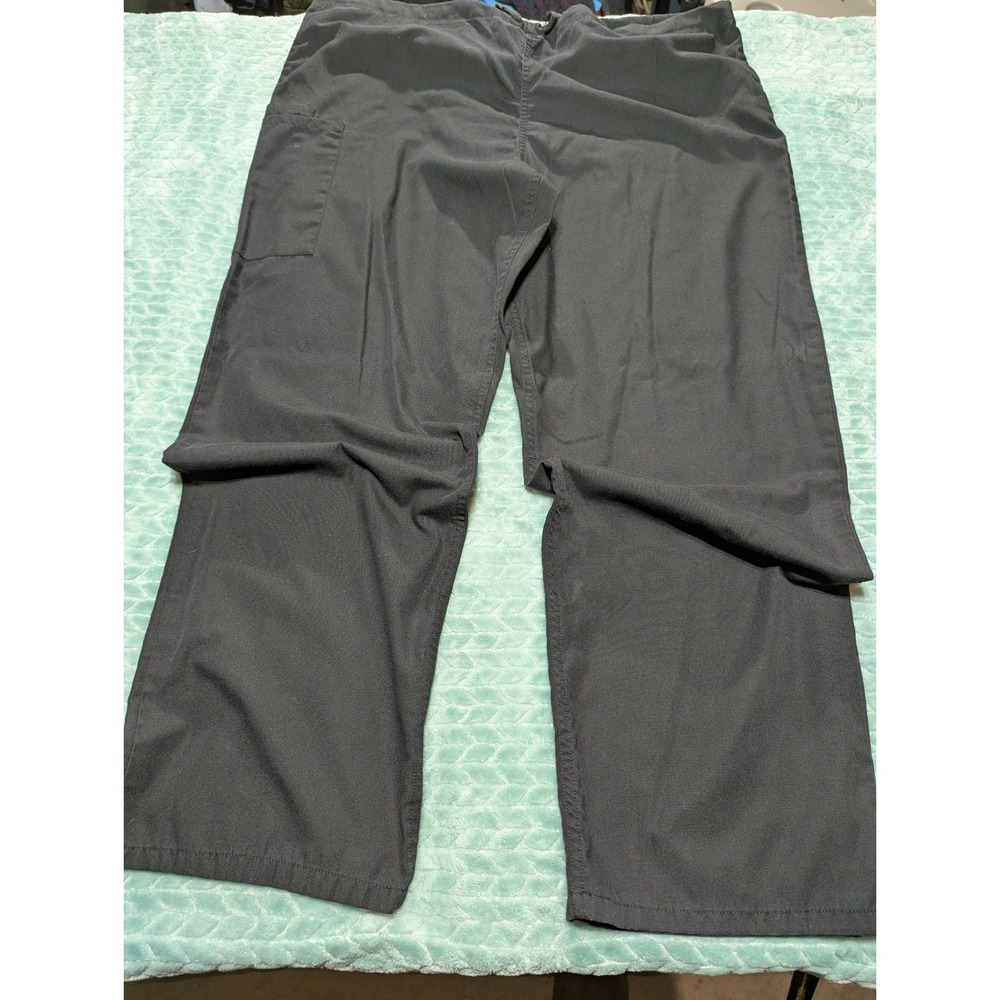 Cherokee Workwear Scrub Pants Black Drawstring Cargo‎ Pocket Unisex XXL